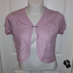 Jenny Lavender Lace Embroidery Bolero Cardigan Sz L